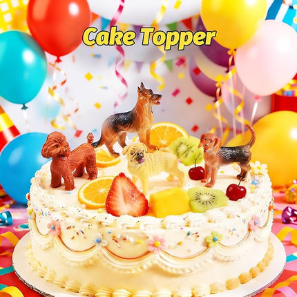 SIENON 12PCS Dog Figures Toy Set, Miniature Plastic Realistic Assorted Dollhouse Puppy Animals for Kids Educational Preschool Learning Christmas Easter Eggs Birthday Party Favor Cake Topper