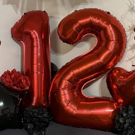 Smlpuame 40 inch Number Balloon 0-9 Red Large Number 26 Balloons,Digital Balloons for Birthday Party Celebration Decorations Supplies, Helium Foil Number Balloons for Wedding Anniversary