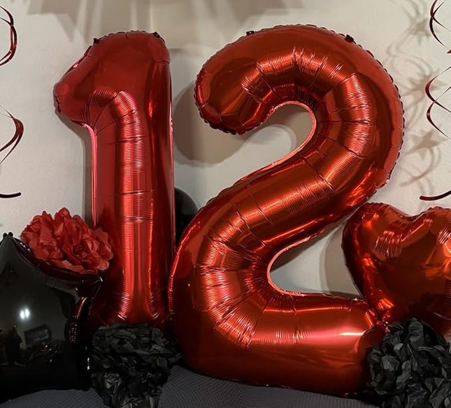 Smlpuame 40 inch Number Balloon 0-9 Red Large Number 26 Balloons,Digital Balloons for Birthday Party Celebration Decorations Supplies, Helium Foil Number Balloons for Wedding Anniversary