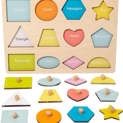 Adena Montessori Wooden Cognition Knob Puzzles Baby & Toddler Development Toy