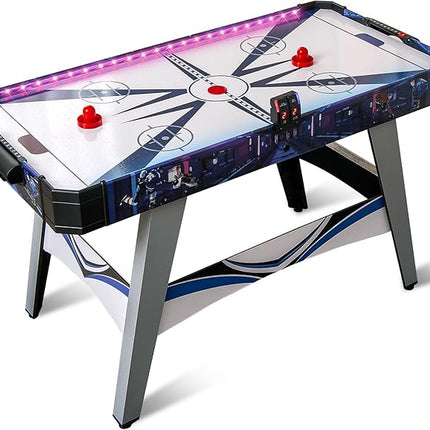 Goplus 54" Air Hockey Table, Hockey Game Table w/LED Scoreboard, Lights, 2 Pucks, 2 Pushers, Powerful 12V Motor, Indoor Powered Arcade Style Table for Kids Adults, Game Room, Home, Office