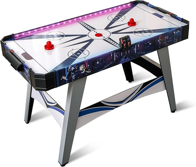 Goplus 54" Air Hockey Table, Hockey Game Table w/LED Scoreboard, Lights, 2 Pucks, 2 Pushers, Powerful 12V Motor, Indoor Powered Arcade Style Table for Kids Adults, Game Room, Home, Office