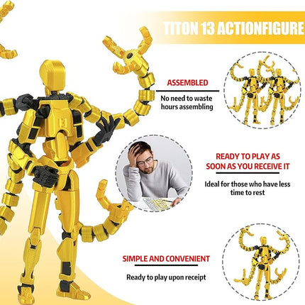 2PCS T13 Action Figure Already Assembled, 3D Printed Multi-Jointed Movable Robot 13 Action Figures Desktop Decorations for Game Lovers Toy, for Collectors Desktop Decorations (Yellow Gray)