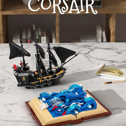 Black Pearl Ship Grimoire Book Building Blocks Toy Set,Gift for Adults and Kids (919pcs)