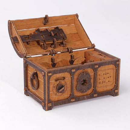 WOODEN.CITY Puzzle Box Treasure Chest - Assemble and Solve Riddles for a Unique Escape Room Experience - Wooden Clue Box Perfect Unique Gift Box - Made in EU