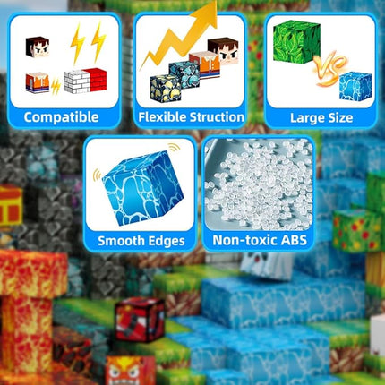 200pcs Magnetic Blocks, Magnetic Building Blocks Set, Kids Sensory Toy for Toddlers STEM Learning, Stacking Magnets for Kids，0.8" Large Size