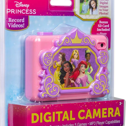 ekids Disney Princess Kids Camera with SD Card, Digital Camera for Kids with Video Recording and Built-in Digital Stickers for Fans of Princess Toys