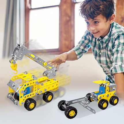 7 in 1 STEM Toys,Creative Set for Boys Age 8-12,Learning Engineering Kids Building Blocks Model Kits,Metal Construction Toys for Kids 8 9 10 11 12+ Year Old(180PCS No Motor)