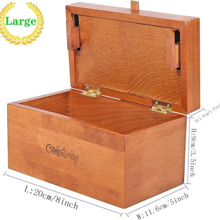 Big 32 Steps Wooden Secret Puzzle Box Toys Beech Wood Money Holder Handmade Storage Brain Teaser Unlocking Games Retro Compartment Thinking Toy Mysterious Birthday Gift for Kids and Adults