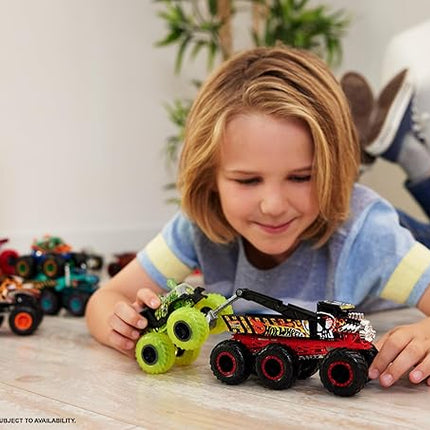Hot Wheels, Monster Trucks 1:64 Scale Surprise Trailer Truck with 6 Wheels (Cannot Choose Model)