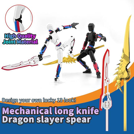 5-Pack T13 Titan Action Figure Already Assembled, Multi-Colored Titan 13 Action Figure Set with Laser Saber 3D Printed T 13 Lucky Robo Dummy Nova 13 Action Figures, Figura de acción t13