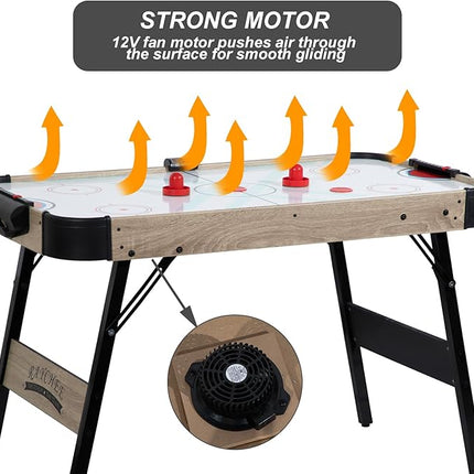 Foldable Air Hockey Table, 48" Indoor Air Hockey Arcade Table Gaming Set with 2 Pucks, 2 Pushers, Electronic Score Systems for Adults and Kids, Home Game Room, Family Recreation