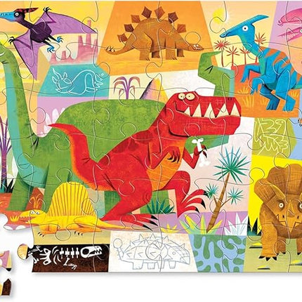 Crocodile Creek 36-Piece Jigsaw Floor Puzzle - Fun Floor Puzzles for Kids Ages 3-5 - Heavy-Duty Shaped Box for Storage - Dinosaur - 24" W x 18" H Finished