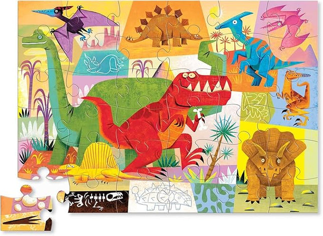 Crocodile Creek 36-Piece Jigsaw Floor Puzzle - Fun Floor Puzzles for Kids Ages 3-5 - Heavy-Duty Shaped Box for Storage - Dinosaur - 24" W x 18" H Finished