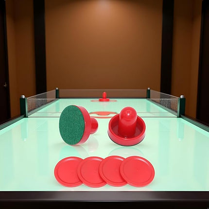 2 Pcs Red Air Hockey Pushers and Air Hockey Pucks Great Goal Handles Paddles Replacement Accessories for Game Tables, Air Hockey Tables and Equipment