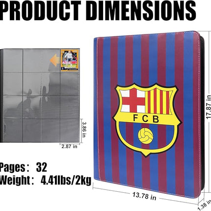 Trading Card Binder with16 Pocket 32 Pages up to 1024 Soccer TCG MTG YGO Trading Cards Binder,Waterproof Ringless Side Loading Trading Card Album for Soccer Cards 2024-2025