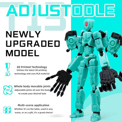 8Inch T13 Action Figure Assembly Completed,3D Printed Multi-Jointed Movable Toy Nova 13 Action Figures Desktop Decorations for Game Lovers Toy (Cyan)