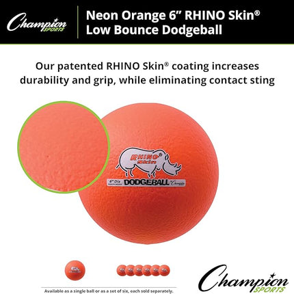 Champion Sports® Rhino Skin® Low Bounce Dodgeball Sets & Singles for Playground, PE, Backyard & League Games – Team Sports Equipment for Youth & Adults