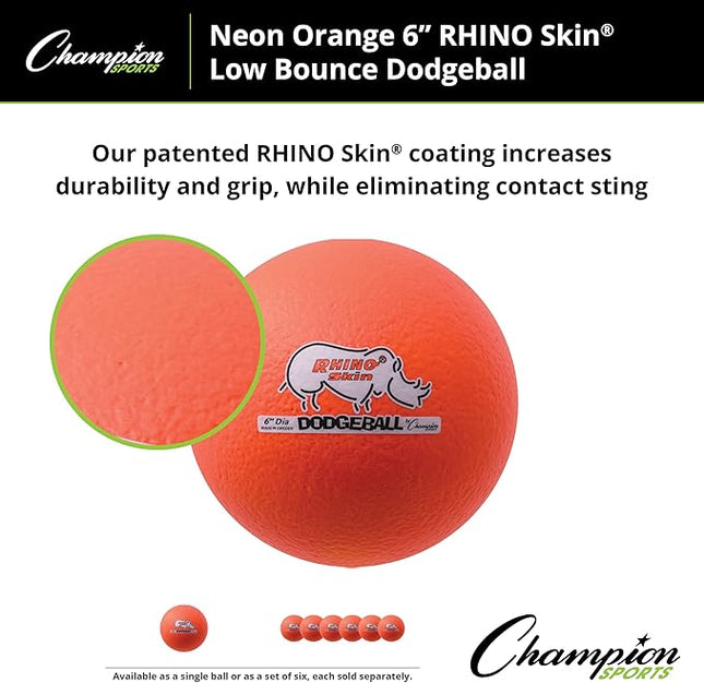 Champion Sports® Rhino Skin® Low Bounce Dodgeball Sets & Singles for Playground, PE, Backyard & League Games – Team Sports Equipment for Youth & Adults
