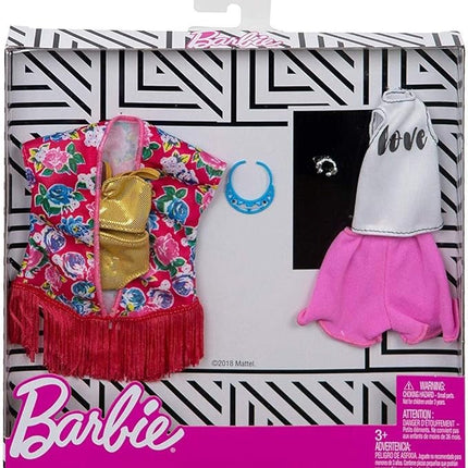 Barbie Clothes - 2 Outfits Doll Include a Golden Metallic Swimsuit, Gift for 3 to 8 Year Olds