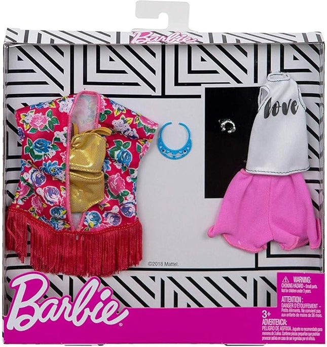 Barbie Clothes - 2 Outfits Doll Include a Golden Metallic Swimsuit, Gift for 3 to 8 Year Olds