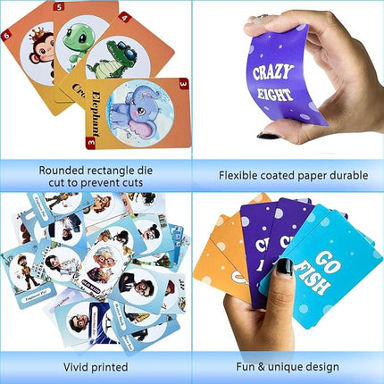 Card Games for Kids,Old Maid,Go Fish and Crazy 8's,3 Decks, Fun Family Classic Games, Holiday Birthday Gift