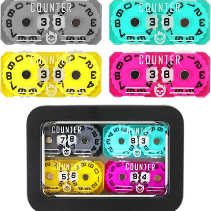 4Pcs MTG Life Counter Twin Digits with Metal Box, Tracker Life Counter for Board Games, Compatible with Magic The gatering Accessories RPG D&D CCG TCG Tabletop Board Games