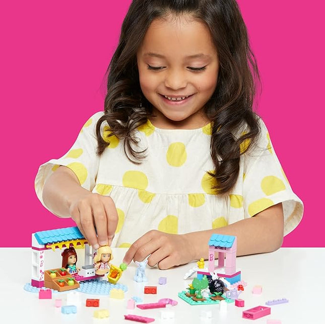 MEGA Barbie Toy Building Set - Farmer's Market With 3 Micro-Dolls, 4 Pets and Accessories - Easy To Build Set For Ages 4 and Up