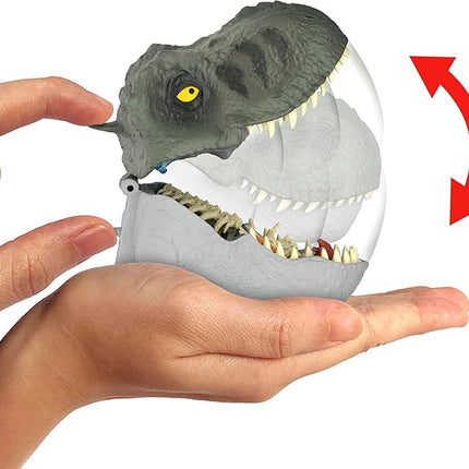 Mattel Jurassic World Rebirth Micro Adventure Playset, Tyrannosaurus Rex Head Opens to 4 Interactive Features, 3 Micro Figures, T. Rex Dinosaur Toy