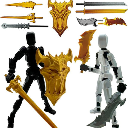 3D Printed 5.54-inch Multi-Jointed Action Figures Dummy13, Full Body Mechanical Movable Toy, Multiple Accessories, Hand Painted Figure, Desk Decoration, Creative Gifts (Z-Set3)