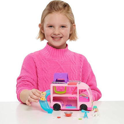 Barbie Pet Camper Playset with Pair of 1.5-inch Pet Figures, 11-pieces, Toy Figures and Playset, Kids Toys for Ages 3 Up by Just Play