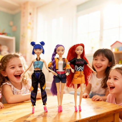 2025 New 11.5'' Demon Hunter Doll,Made to Move Demon Hunter Doll,Collectible Display Figure Dolls Set,Birthday Gifts for Kids Girls Fans (B-Red Hair)