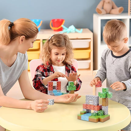 Hayder 100PCS Magnetic Building Blocks, Build Forest World Set, Stacking Magnet Cubes STEM Montessori Sensory Toys for Kids 3+