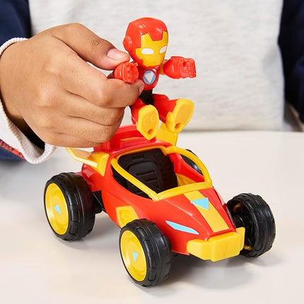 IRON MAN AND HIS AWESOME FRIENDS Marvel Iron Racer Action Figure & Toy Vehicle, 3-Inch Action Figures, Super Hero Toys for Kids, Ages 3+