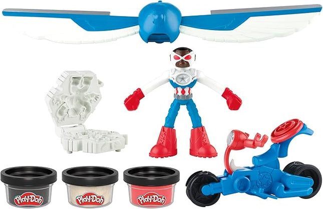 Play-Doh Marvel Captain America Moto-Slicer Playset with Bendy Action Figure, 3 Accessories, Imagination Toys for Kids 4 Years & Up