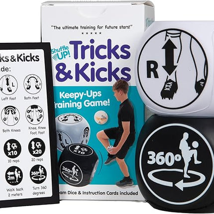 Shuffle Up Tricks & Kicks Soccer Dice Game - Soccer Challenging Skills Training Dice, Outdoor & Indoor Soccer Games for Kids, Kick Ups Training Dice, Soccer Gifts for Boys & Girls | (2 Dices)