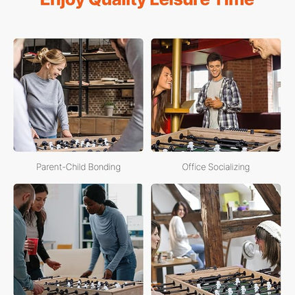 VEVOR Foosball Table, 55-inch Standard Size Table, Indoor Full-Size Foosball Tables with 4 Balls and 26 Players, Includes Durable Soccer Set, Score Keeper & Cup Holders, for Home, Family, Game Room