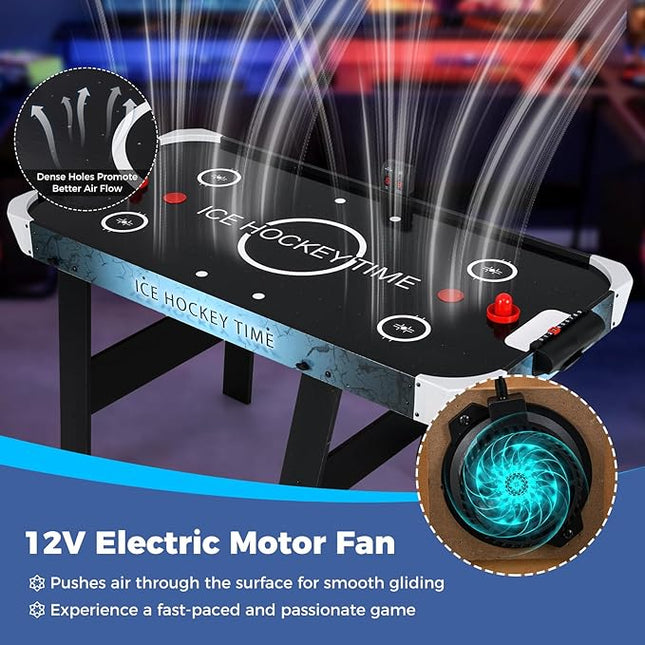 KOTEK Foldable Air Hockey Table, 56 Inch Air Table Hockey Game with Powerful 12V Motor, Digital Led Scoreboard for Kids & Adults, Hockey Game Table for Home, Game Room, Office