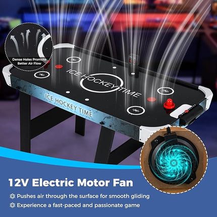 Goplus Foldable Air Hockey Table for Kids & Adults, 56 Inch Air Hockey Arcade Game Table with Digital LED Scoreboard, Powerful 12V Motor, 2 Pucks & 2 Pushers for Home, Office, Game Room