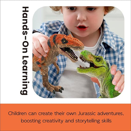 4 PCS Jumbo Dinosaur Toys for Kids 3-5 Realistic Dinosaur Figures with Movable Parts & Learning Cards- Big Dino Toys for Kids 5-7 Ideal Gift for Toddlers Boys Girls Ages 3+