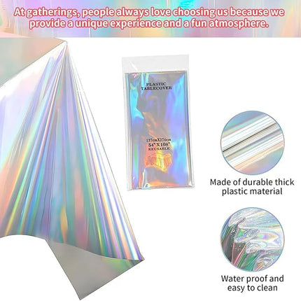 Iridescent Pink Plastic Tablecloths - Shiny Disposable Laser Rectangle Table Covers for Barbie Party, Taylor Swift Birthday, Hello Kitty, Unicorn Party Decorations, 54x72 Inches 1 Pack