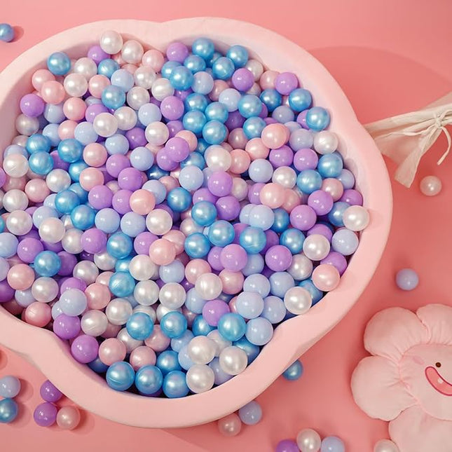 Ball Pit Balls Pack of 100 200 500 - Star and Round Set BPA Free Phthalate Free Non-Toxic Crush Proof Play Balls Soft Plastic Balls for Toddlers Baby Kids Birthday Pool Tent Party