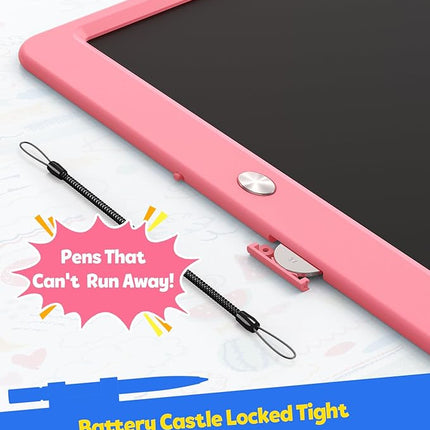 TEKFUN LCD Writing Tablet for Kids Girls Toys, 12 Inch Erasable Drawing Tablet Doodle Board Colorful Doodle Pad, Gifts for Toddlers Girls Adults (Pink)