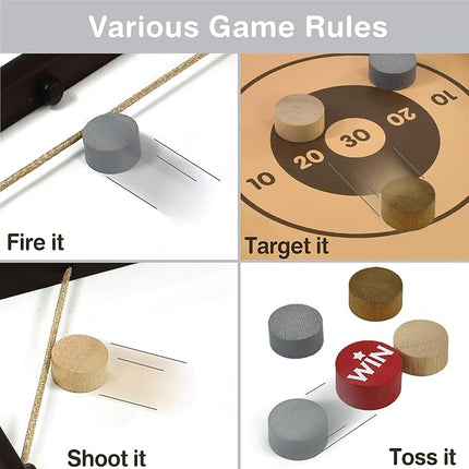 Shooz n TOZZ: Wooden Multi Tabletop Indoor Portable Board Games for Kids and Family
