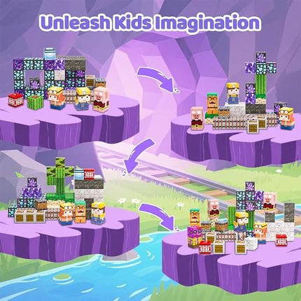 Magnetic Blocks, 150PCS Magnetic Building Blocks, Stacking Magnets for Kids, Sensory Toy for STEM Constructions Magnet Blocks for Boys Girls Age 3+, Christmas Birthday Gifts