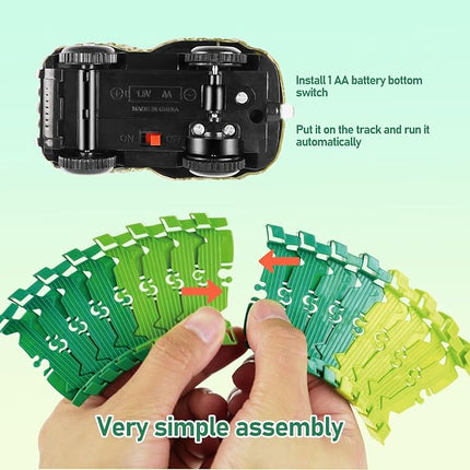 BEMITON 96 Pieces Dinosaur Track Expansion Set - Birthday Gift for 3 4 5 6 7 Year Old Boys Kids, Track Pack Compatible with Dino Race Car Toys, Add-On Accessories for Building Play Sets