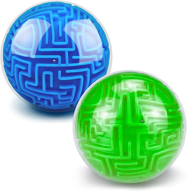 3D Puzzle Ball Maze Brain Teasers Games Puzzle Toy Gravity Memory Cube Educational Toys Gifts for Students Teens Adults,Blue and Green