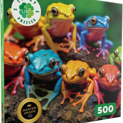 Lucky Puzzles Frogs Rainbow Rendezvous | 500 Piece Jigsaw Puzzle for Adults | Vibrant Puzzle | Premium Quality | Unique Artwork | 18 x 24 Inches | Coolest Adult Puzzles | Fun and Challenging Puzzle