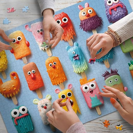 1000 Pieces Jigsaw Puzzles for Adults and Teens and Kids Family Games Happy Time Popsicle Monsters (Upgrade Version)