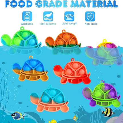Pop Fidget Toys Bulk Its Kids Party Favors 30 PCS Turtle Toys Mini Pop Keychain It Sensory Fidget Toy Pack Fidgets for Classroom Prizes for Kids Students Carnival Prizes Birthday Goodie Bag Stuffers